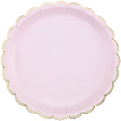 Party Pro 91324, Sachet de 8 assiettes festonnées rose pastel