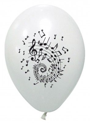 Sachet de 8 ballons MUSIQUE, blanc 28cm