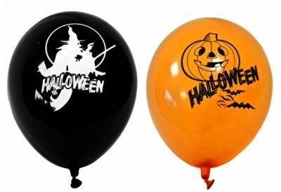 Sachet de 8 ballons Halloween imprimés, Orange et Noir
