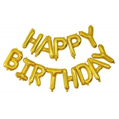 Party Pro 333671, Ballon mylar Happy birthday Or 