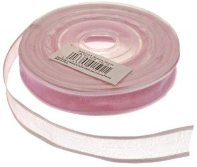 Ruban 20m à BORDS satinés (12mm) - rose