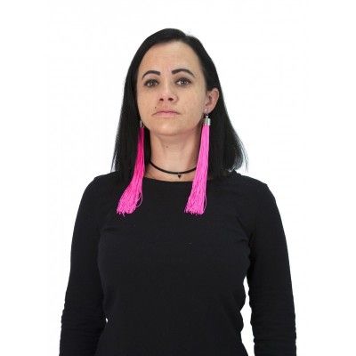 Party Pro 9065 - Boucles d'oreilles à frange rose néon