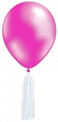 Kit de 6 Ballons Pompons ® blanc/FUCHSIA
