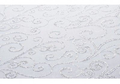 Chaks C52030032, Chemin de Table Organza Arabesques 36cm x 5m, Blanc/Argent