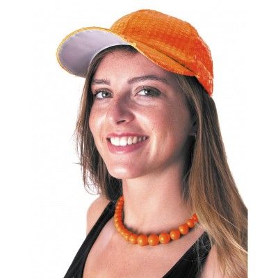 Party Pro 333137, Casquette sequin néon Orange