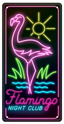 Plaque métal effet néon FLAMINGO 15x30cm