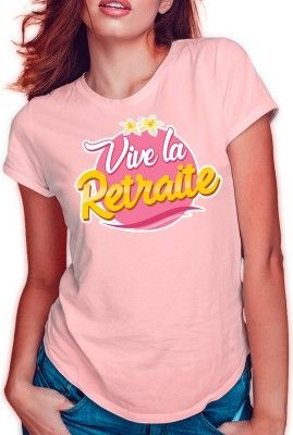 T-Shirt signatures Féminin rose Retraite avec feutre