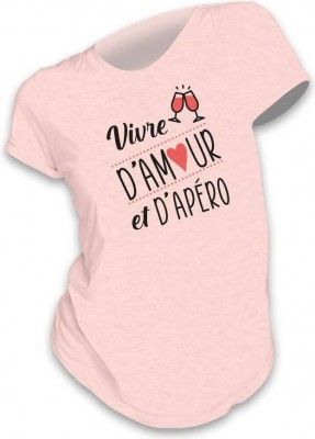 T-Shirt Vivre d'Amour et d'Apéro, rose taille M