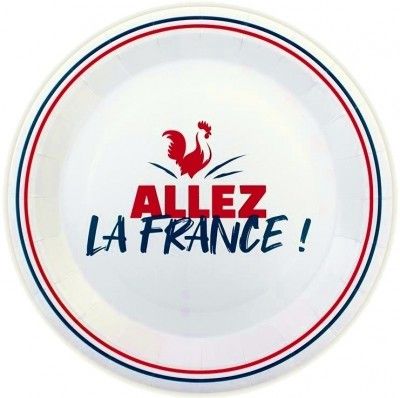 Paquet de 6 Assiettes Cocorico Allez la France ø 23cm