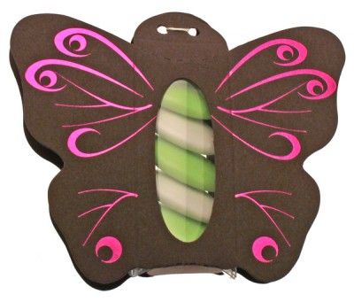 Ballotin papillon avec plexi CHOCOLAT, décos rose (fu)