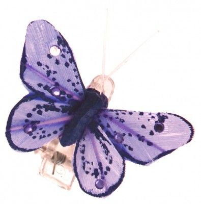 Sachet 4 Mini-Papillons STRASS sur pincette, Parme
