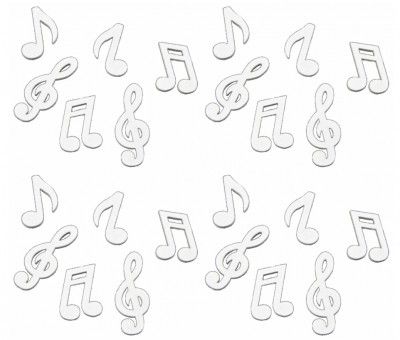 Sachet de 24 Confettis de table MUSIQUE en bois, Blanc