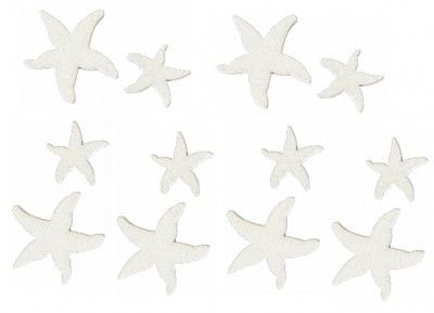 Sachet de 12 Confettis Etoiles de mer en bois blanc