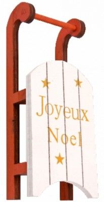 Centre de table Luge Joyeux Noël en bois 12,5 cm