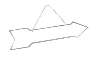 Grande Flèche directionnelle blanche 41cm bords métallisés, Argent