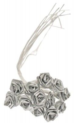 Sachet de 36 mini-Roses métallisées brillantes, Argent