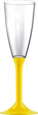 20 flutes champagne, pied JAUNE