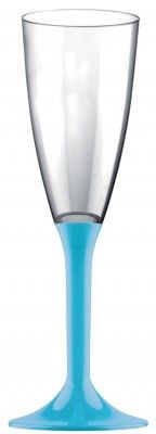 20 flutes champagne, pied turquoise