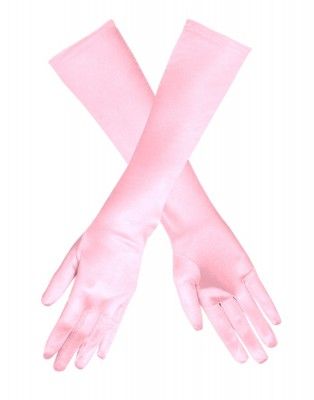 Gants de fête satin rose clair, 40 cm