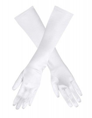 Gants de fête satin blanc, 40 cm