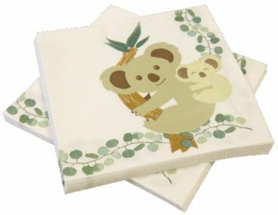 Sachet de 20 Serviettes Koala en papier 33x33cm