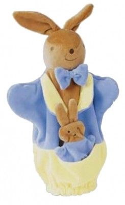 Marionnette doudou lapin bleu ciel 25cm, Nounours