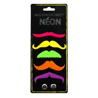 Party Pro 9069, Set de 5 moustaches néon