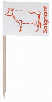 Sachet de 144 petits drapeaux marque-steak, Saignant