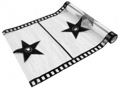 Chemin de Table CINÉMA (pellicule étoiles), Blanc