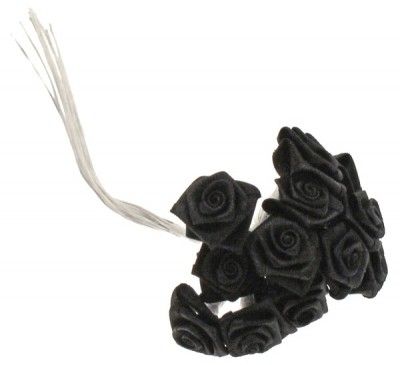 Sachet de 48 mini-Roses satin, en Noir