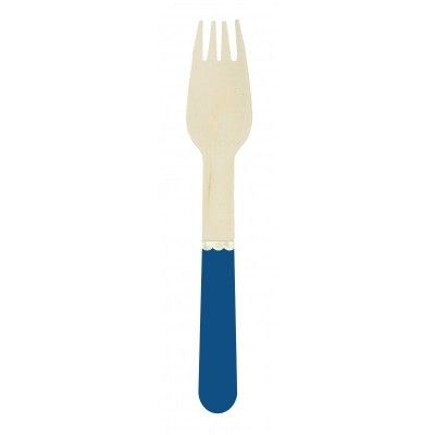 Party Pro 913226, Sachet de 8 fourchettes en bois manche bleu