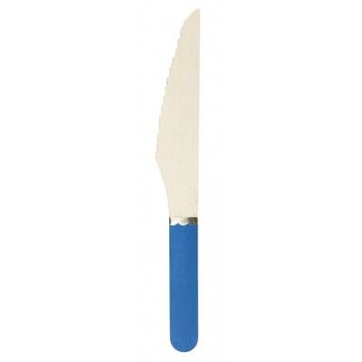 Party Pro 913236, Sachet de 8 couteaux en bois manche bleu
