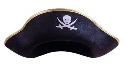 P'TIT Clown re24700 - Chapeau feutre Pirate noir galon or, enfant
