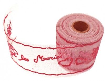 Plaquette tulle VIVE LES MARIÉS - 10 Mètres - Rouge