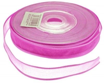 Ruban 20m à BORDS satinés (12mm) - fuchsia