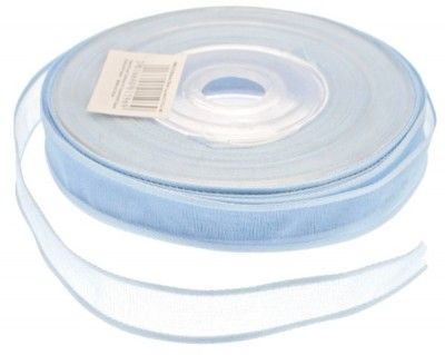 Ruban 20m à BORDS satinés (12mm) - bleu pâle