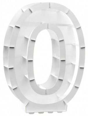 Structure 63,5cm en carton/film pour ballons, Chiffre 0 Blanc