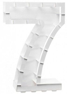 Structure 63,5cm en carton/film pour ballons, Chiffre 7 Blanc