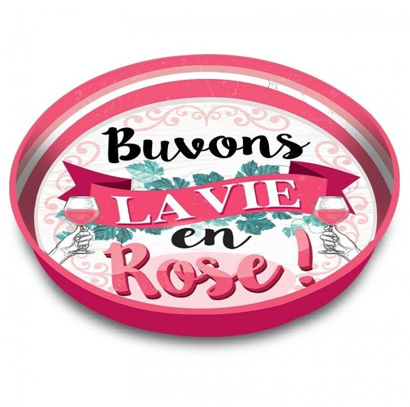 La Vie En Rond PLATEAU métal rond 33,5cm La Vie en Rose : Articles de fête, décoration