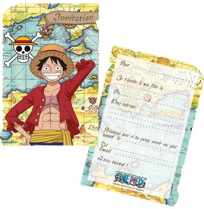 Chaks 12809-ON, Paquet de 8 Cartes d'invitation anniversaire 14,5x10cm One  Piece ®