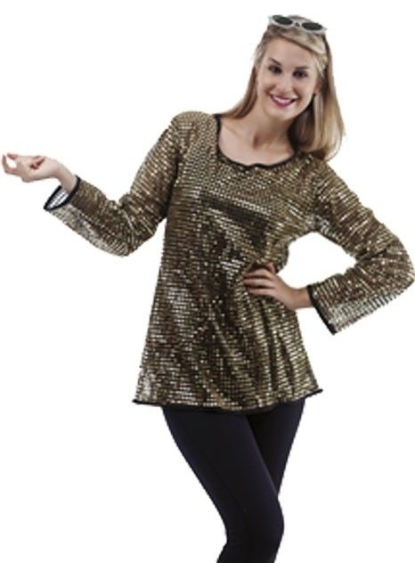 Déguisement Disco femme, tunique sequin argent