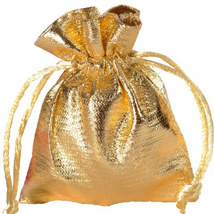 SANTEX 3410 3 Sachet de 6 bourses tissu brillant a lacet Or
