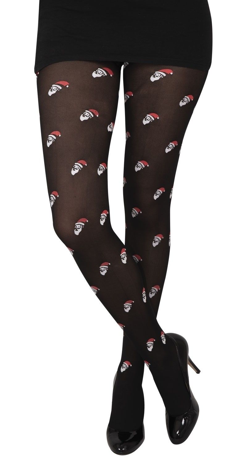 P TIT Clown re74173 Collant noir impression tetes de Pere Noel