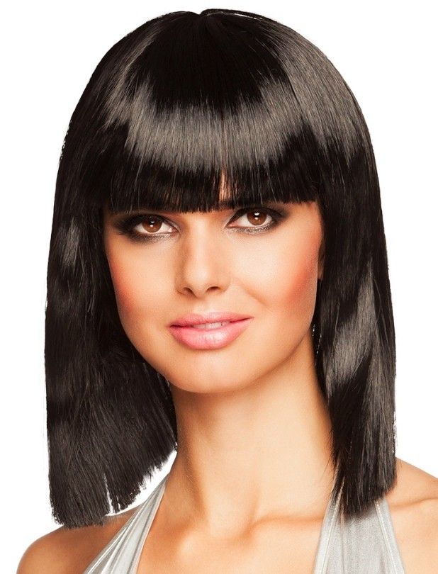 Perruque carré hot sale noir frange