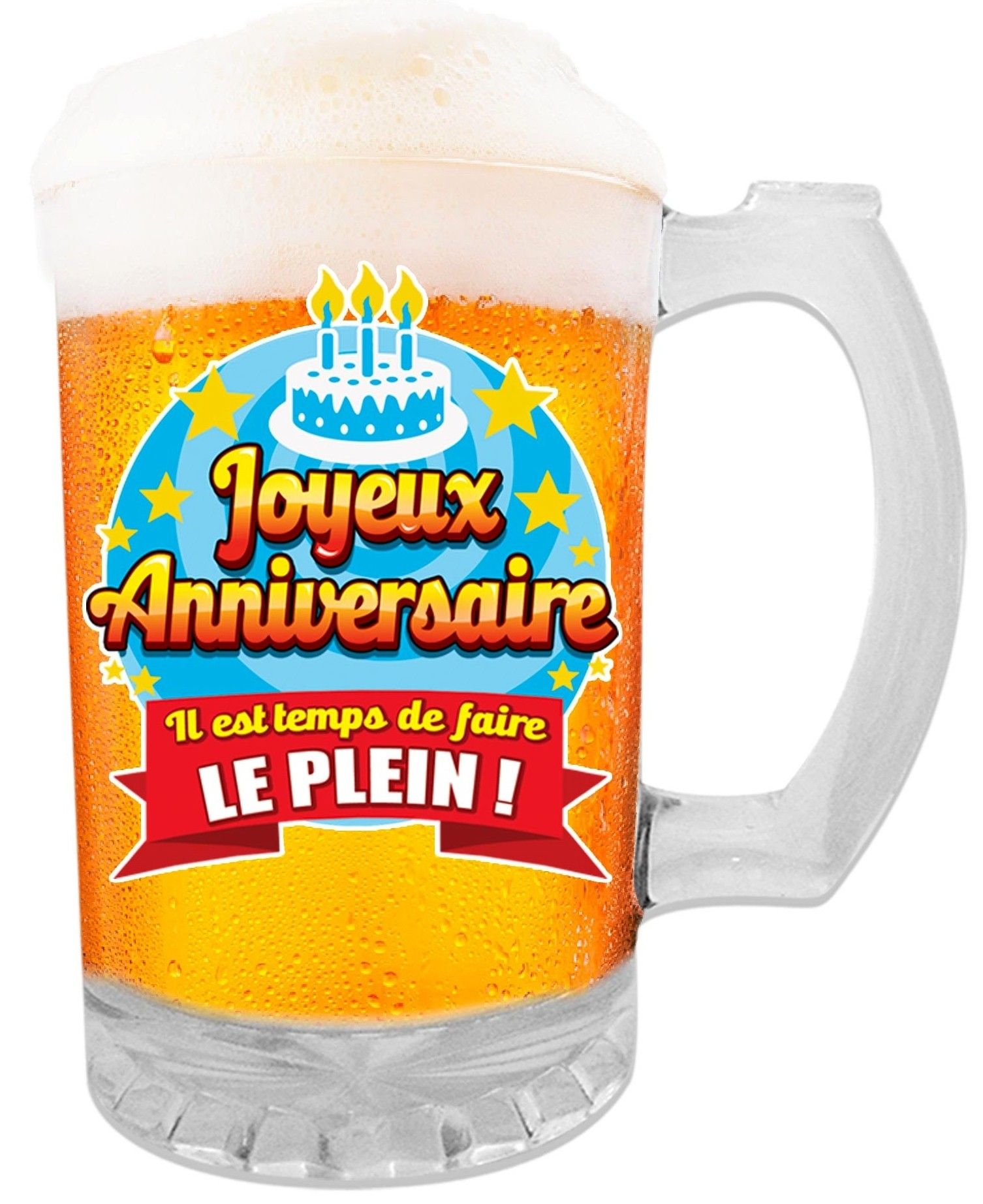 Chope Joyeux Anniversaire En Verre 50cl Articles De Fete Decoration Mariage Deco De Table Anniversaire