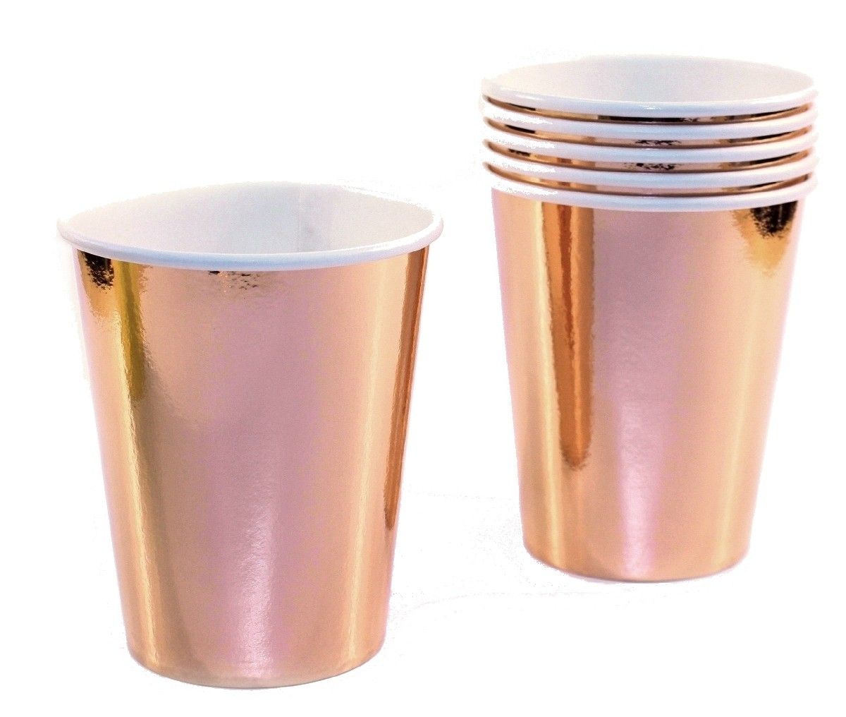 Paquet De 6 Gobelets En Carton Brillant Rose Gold Articles De Fete Decoration Mariage Deco De Table Anniversaire