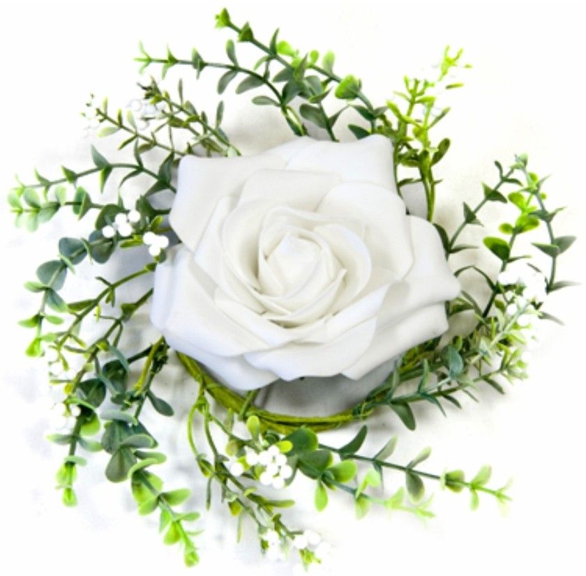 Centre De Table Rose Et Feuillage Artificiels 18cm Blanc Articles De Fete Decoration Mariage Deco De Table Anniversaire