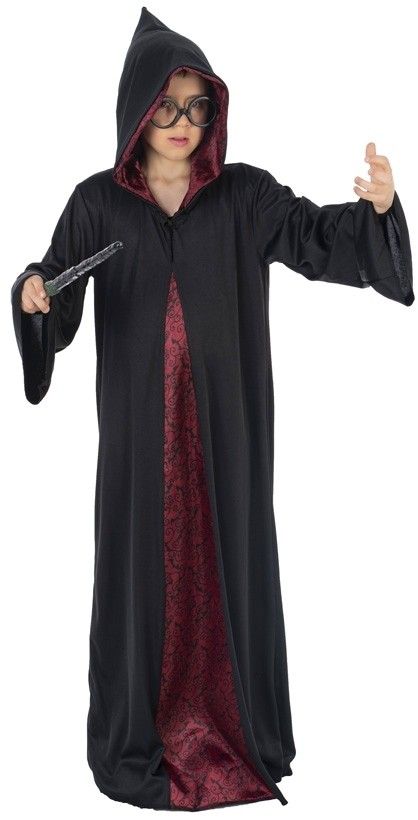 Costume enfant mixte cape sorcier noir/bordeaux - Costume enfant - Halloween