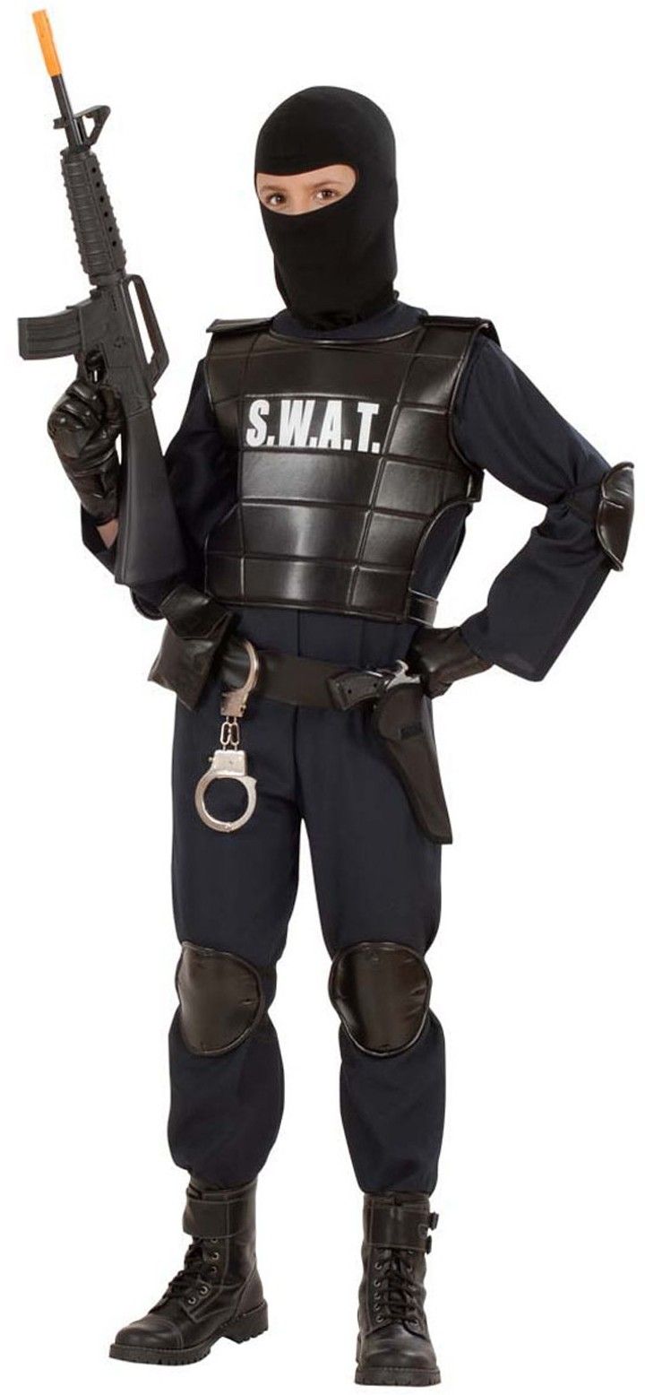 Costume de SWAT pour adultes, veste noire avec gants