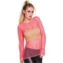 Tee-shirt Fishnet adulte, néon Rose